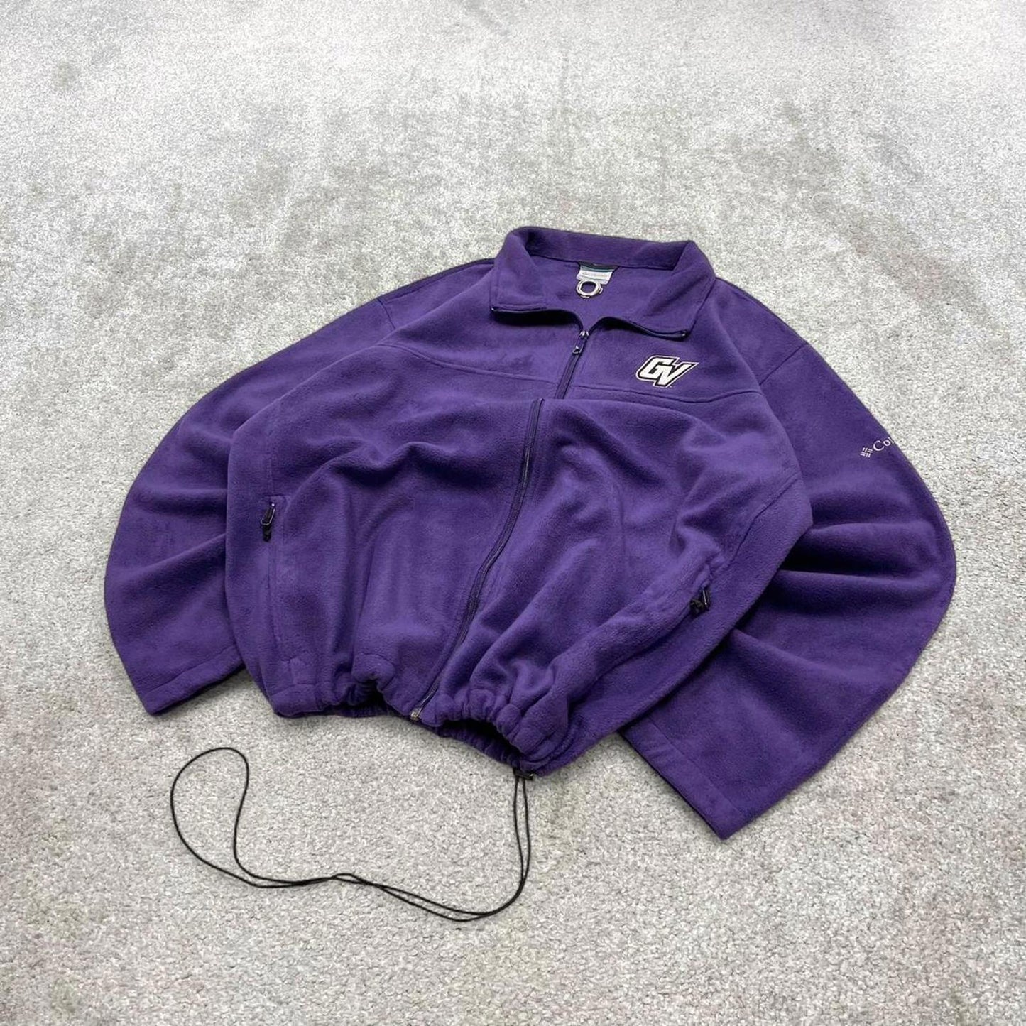 00s Columbia technical fleece XXL men's purple full zip up y2k style autumn adjustable waist