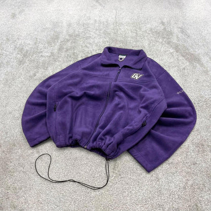 00s Columbia technical fleece XXL men's purple full zip up y2k style autumn adjustable waist