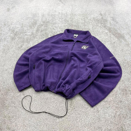 00s Columbia technical fleece XXL men's purple full zip up y2k style autumn adjustable waist