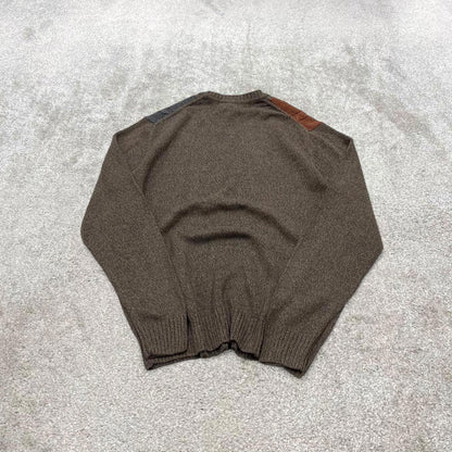 Dockers cable knit sweater jumper L men's brown knitted pull over y2k 00s style autumnal