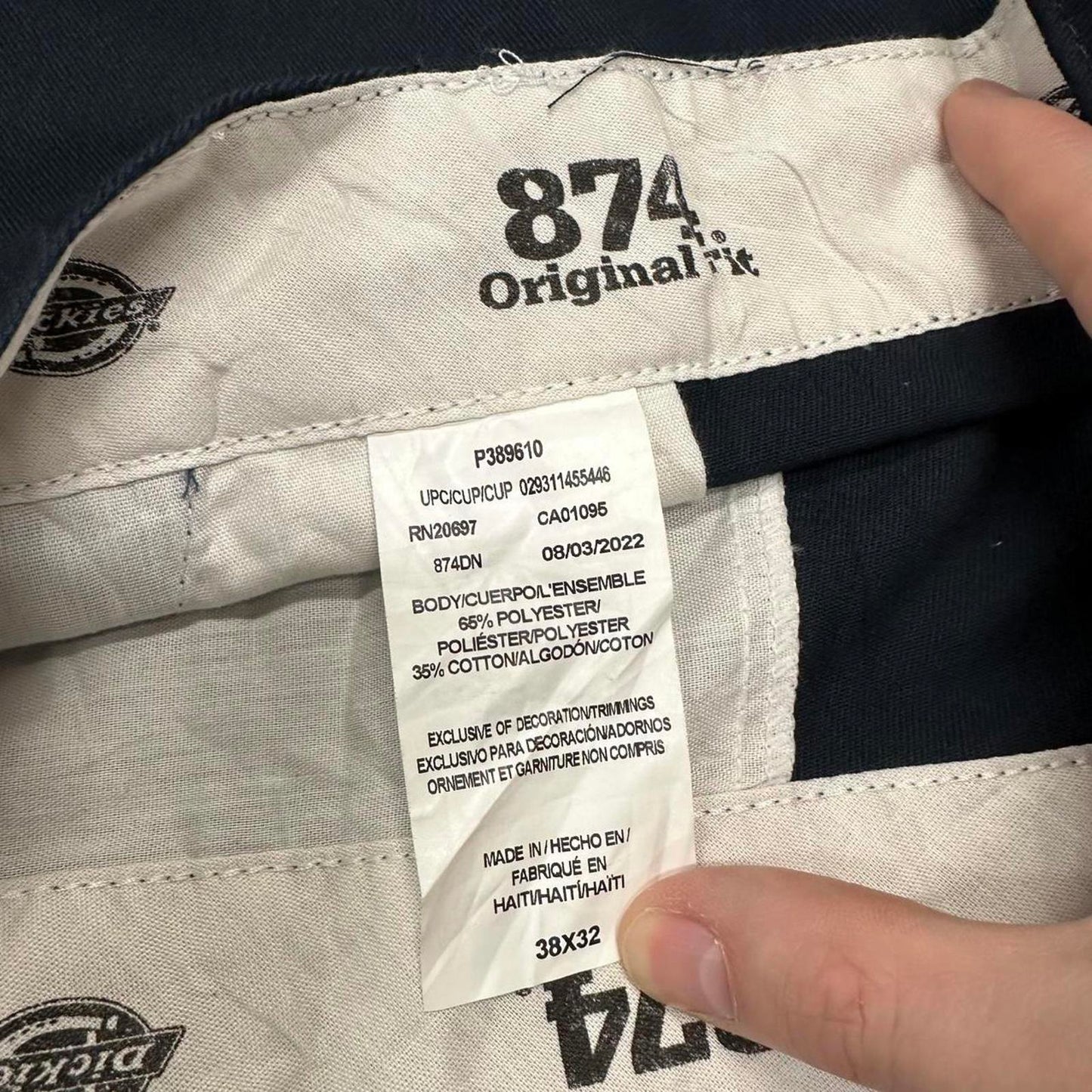 Dickies 874 Pants W38L32 navy twill chino 90s style skater pants