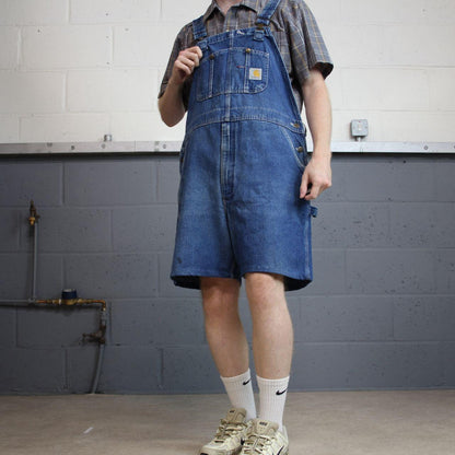 Carhartt baggy dungaree shorts 00s denim overalls blue