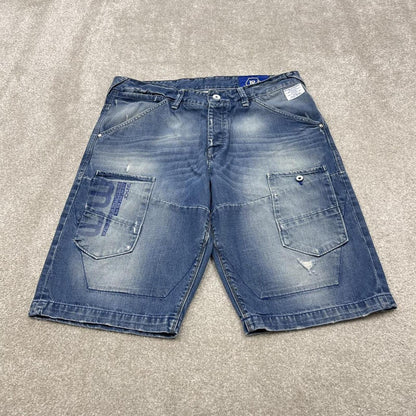 Y2k Jack & Jones long denim shorts loose blue Thick summer skater style jorts