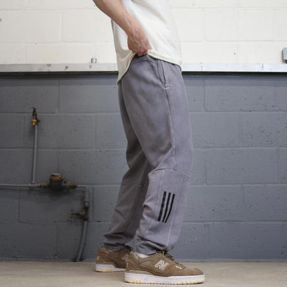Y2k Adidas tracksuit bottoms Large men's grey joggers casual sports gym wear track pants soft
