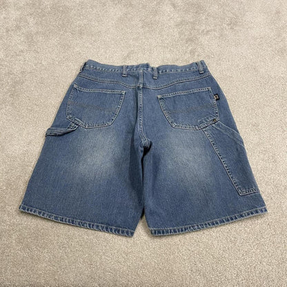 Baggy denim carpenter shorts cargo blue Aeropostale skater style surf jorts