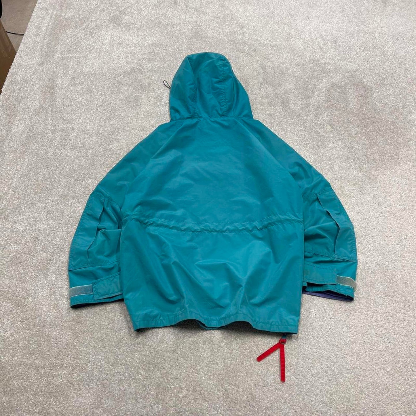 Vintage Y2K Columbia technical windbreaker jacket blue Pull over packable hooded coat pass pockets