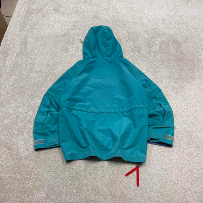 Vintage Y2K Columbia technical windbreaker jacket blue Pull over packable hooded coat pass pockets
