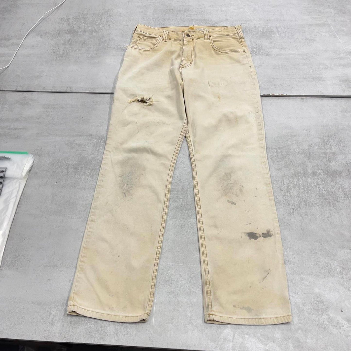Carhartt carpenter jeans W30L30 beige 90s workwear skate style cargo pants