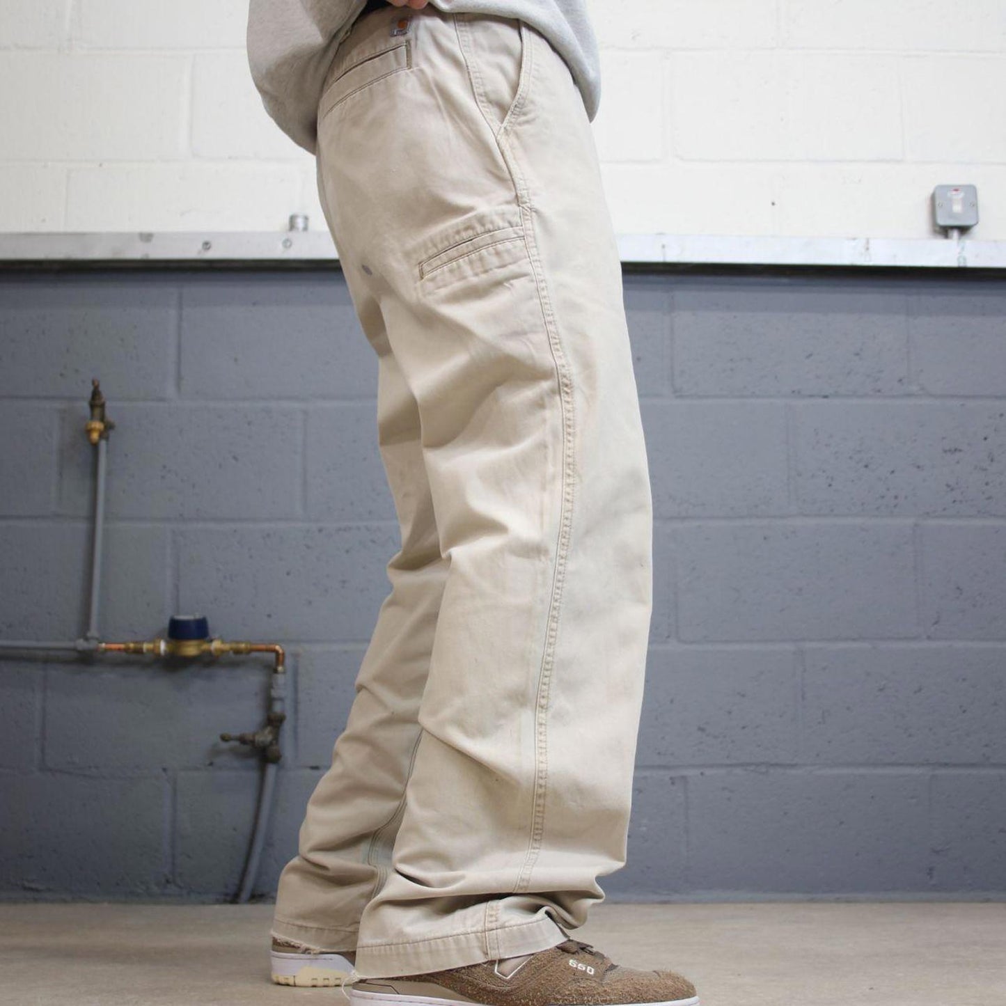 Y2K vintage carhartt carpenter pants beige Relaxed fit canvasy skate style workwear cargo pants