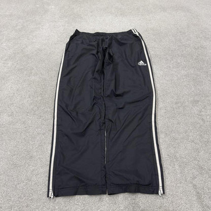 Y2K Adidas tracksuit bottoms black Mesh lined side stripe track pants