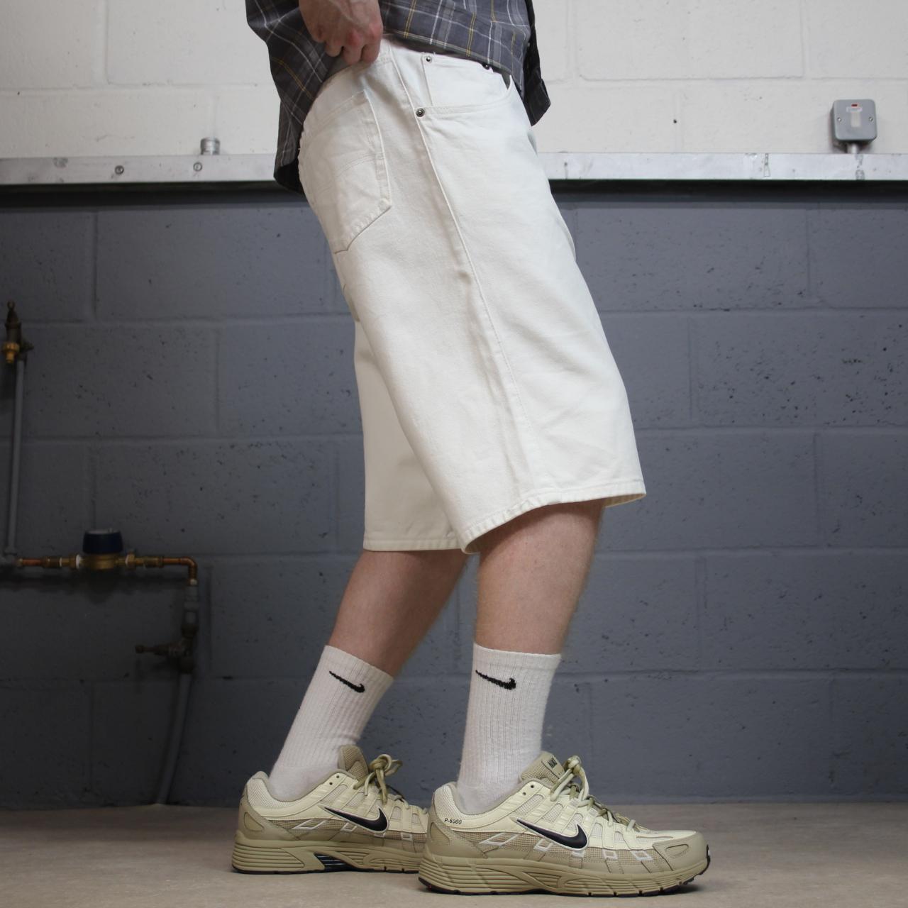 Long baggy denim shorts y2k white Loose skater surf style summer shorts