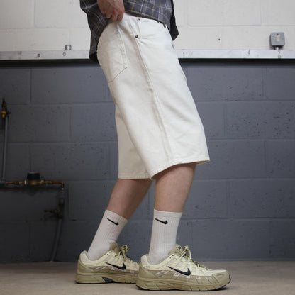 Long baggy denim shorts y2k white Loose skater surf style summer shorts