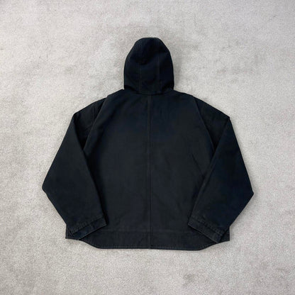 Black Carhartt hooded active jacket 2XL canvas bomber American