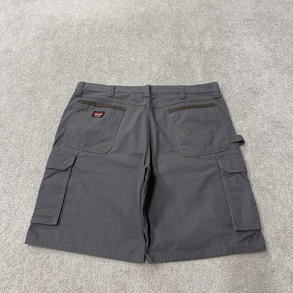 Wrangler baggy cargo shorts grey W40 canvas summer holiday utility