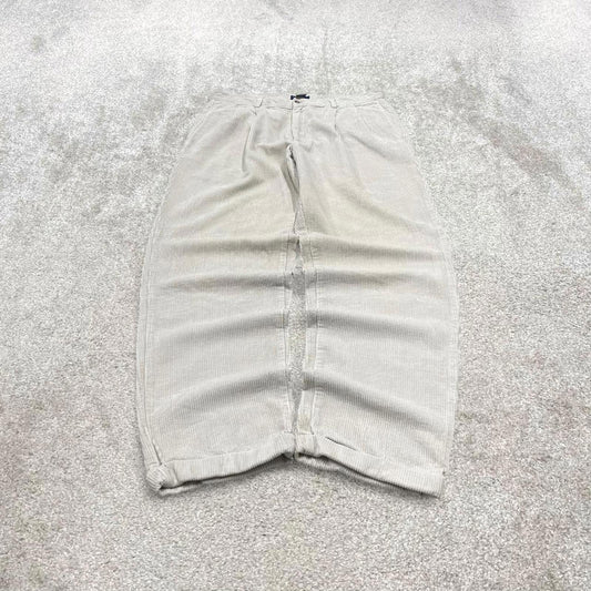 Vintage pleated wide wale corduroy trousers W36L34 white Club Room jumbo cord pants 90s skate