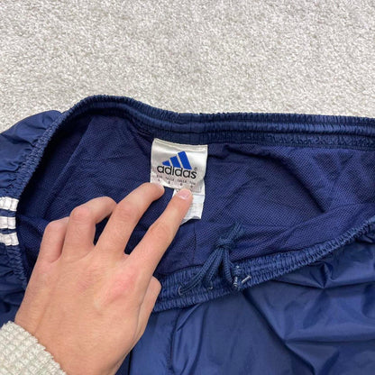 Y2k baggy Adidas trackies Navy Large 00s style joggers adjustable side stripe track pants casual gym