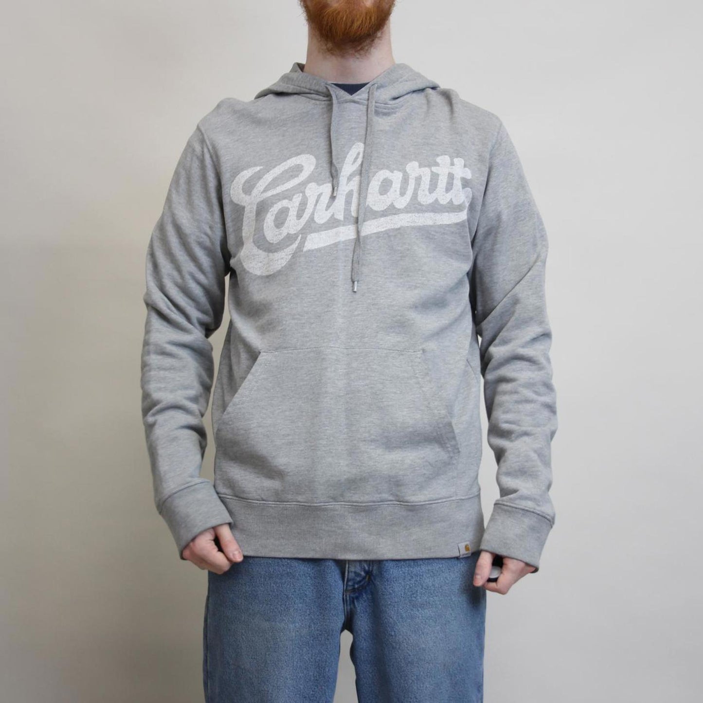 Grey Carhartt hoodie Medium Spell out logo pullover hooded sweatshirt