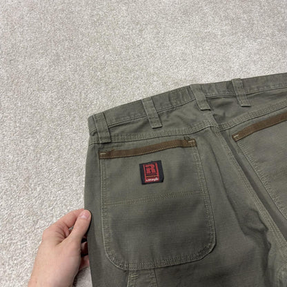 Wrangler carpenter jeans y2k green W32L32 Loose leg skater style workwear utility cargo trousers