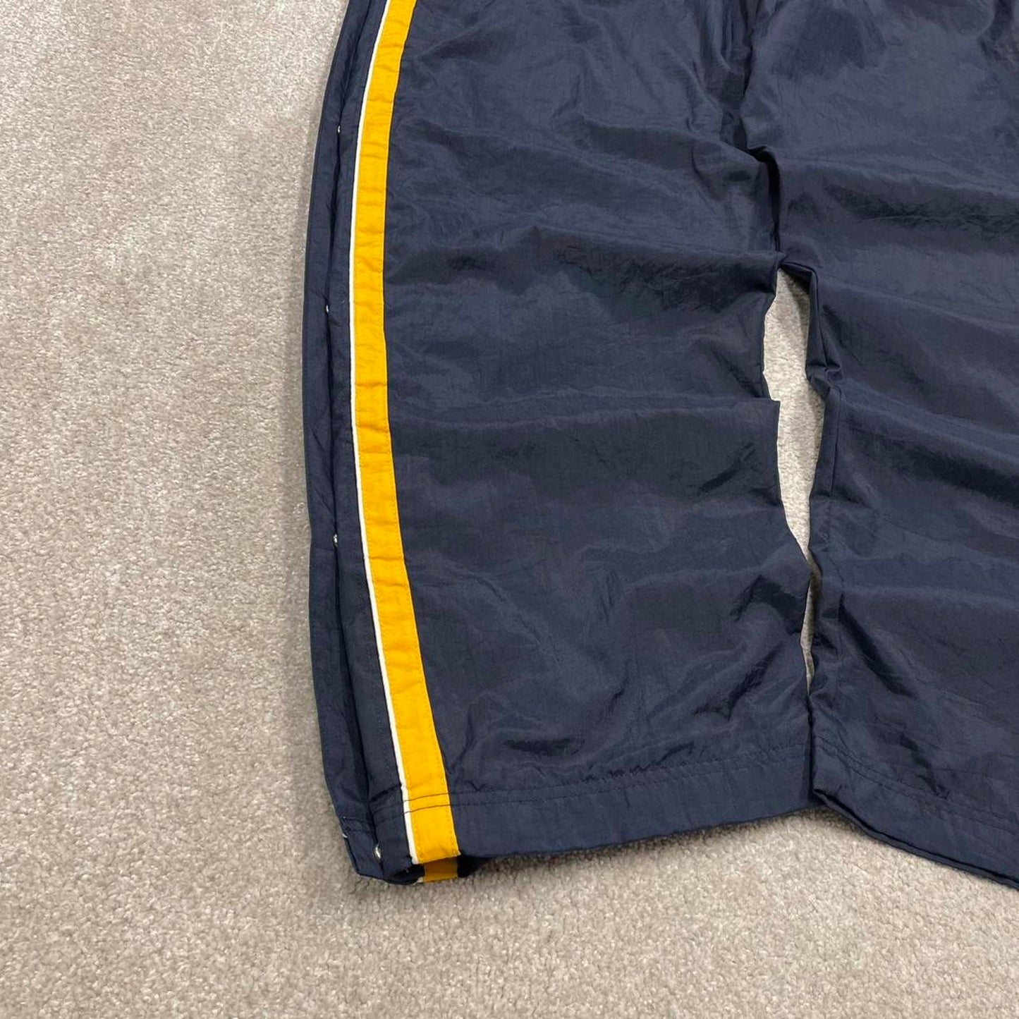 Y2k baggy Champion tracksuit bottoms navy Wide leg track pants embroidered logos popper legs