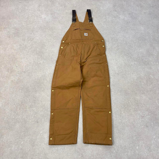 Vintage Carhartt overalls W38 L30 mens canvas dungarees Tan utility worker