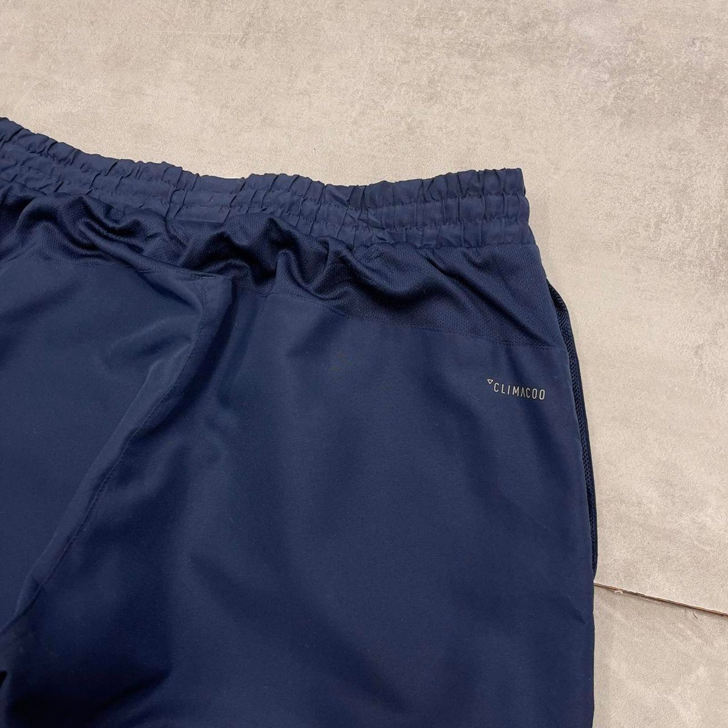 Navy Adidas trackies M y2k style sportswear track pants print logo