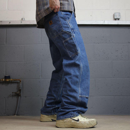Carhartt double knee carpenter jeans y2k W31L32 blue 100% cotton thick heavy denim American workwear