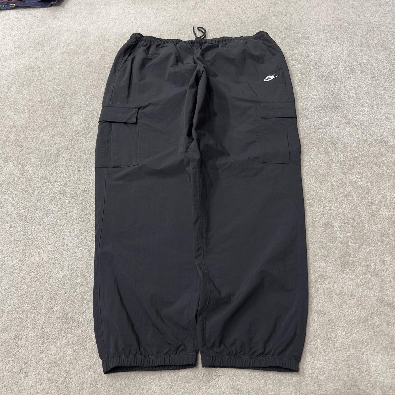 Y2K Nike baggy tracksuit bottoms black XL cargos loose leg unlined track pants