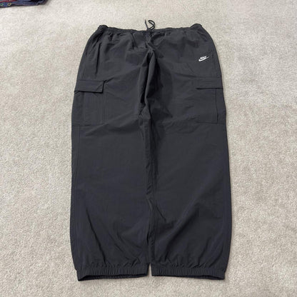 Y2K Nike baggy tracksuit bottoms black XL cargos loose leg unlined track pants
