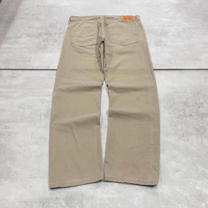 Beige Levis 505 jeans W36L32 loose straight leg y2k style pants white tab logo