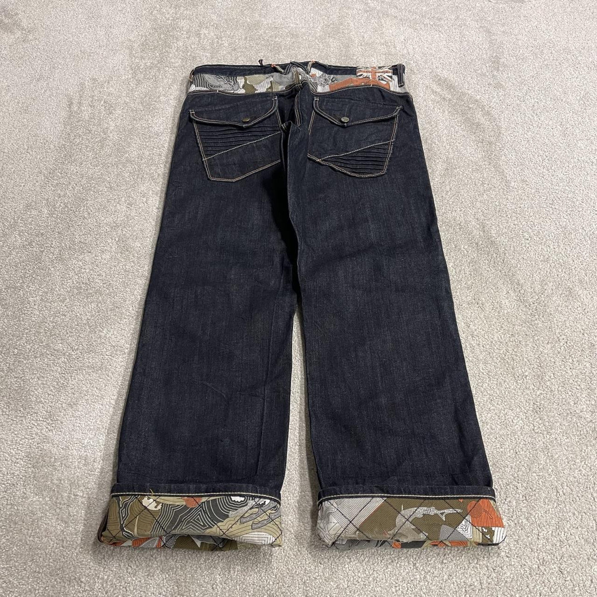 Y2K Artful Dodger Cutter Lads jeans navy straight leg big design hip hop style pants