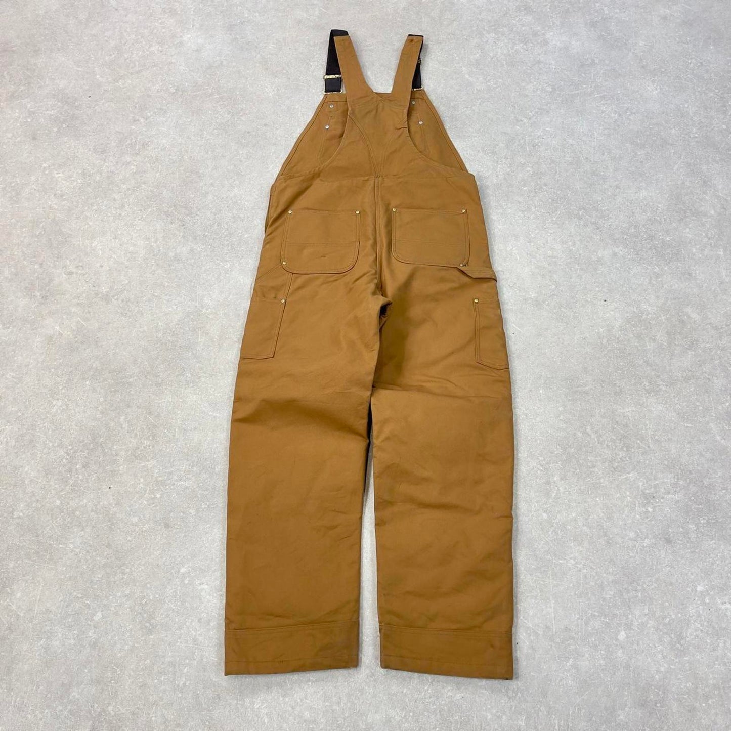 Vintage Carhartt overalls W38 L30 mens canvas dungarees Tan utility worker