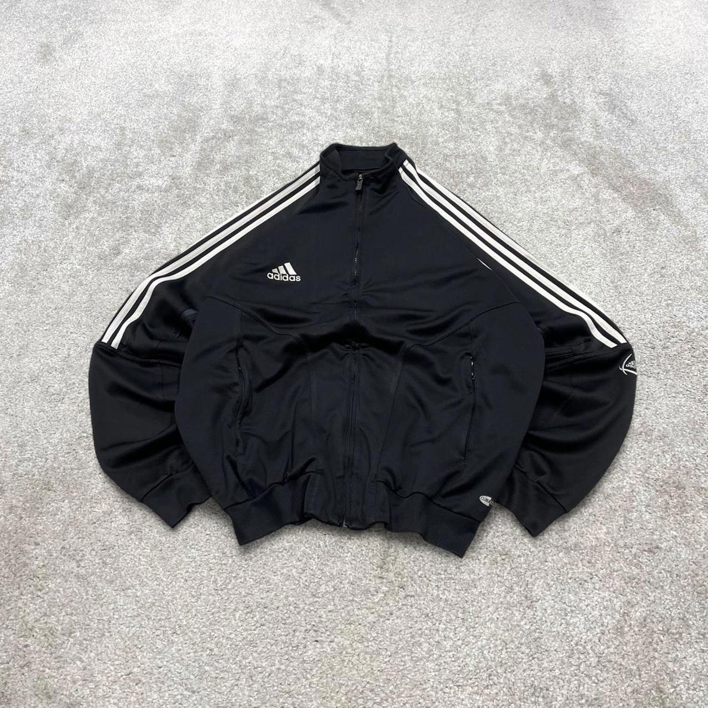Vintage Adidas track jacket XXL men's y2k 00s style black funky sports tracksuit