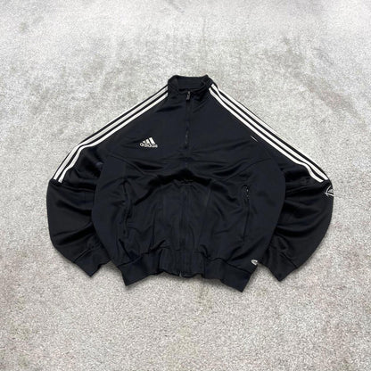 Vintage Adidas track jacket XXL men's y2k 00s style black funky sports tracksuit