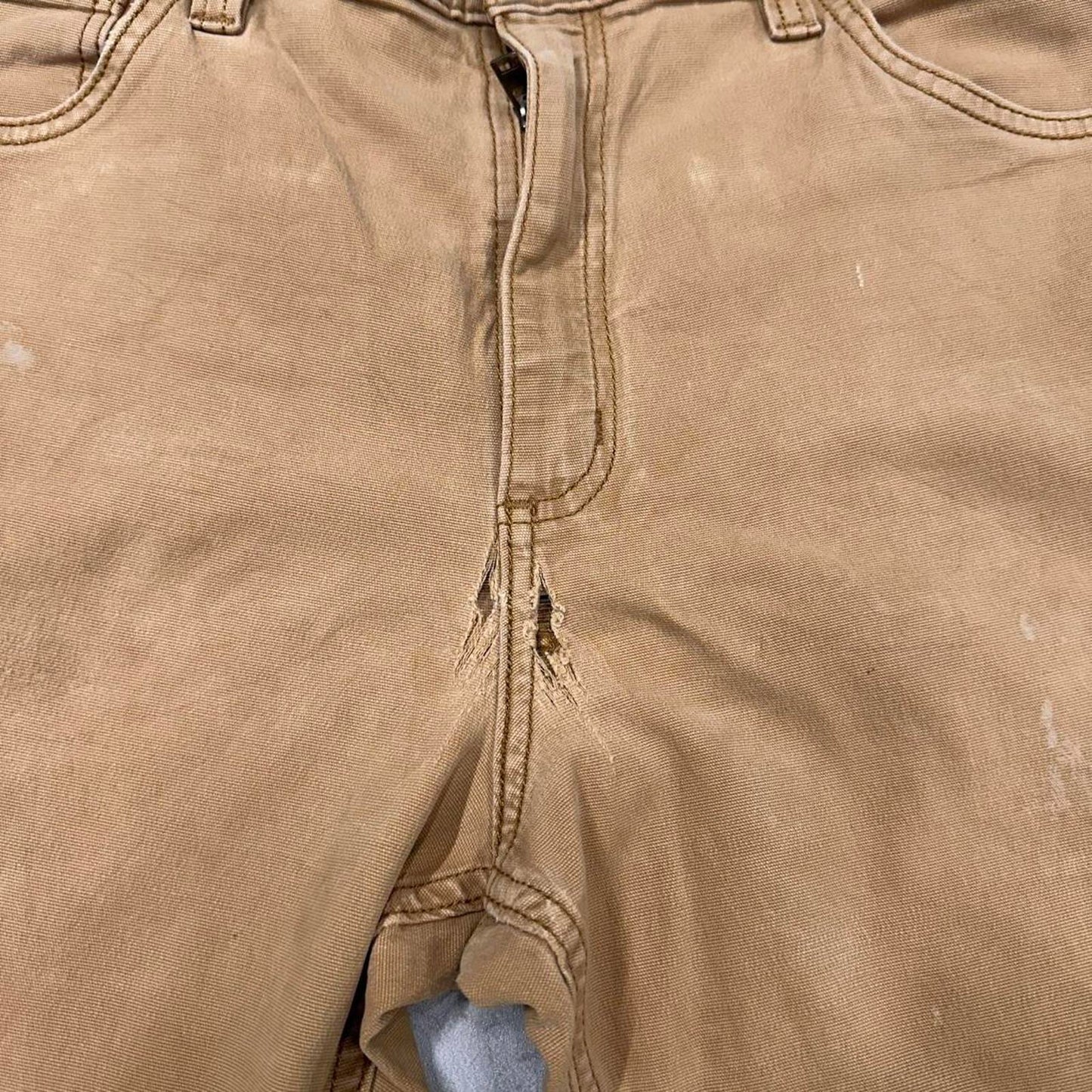 Tan Carhartt carpenter trousers W36L30 relaxed fit cargos patch logo