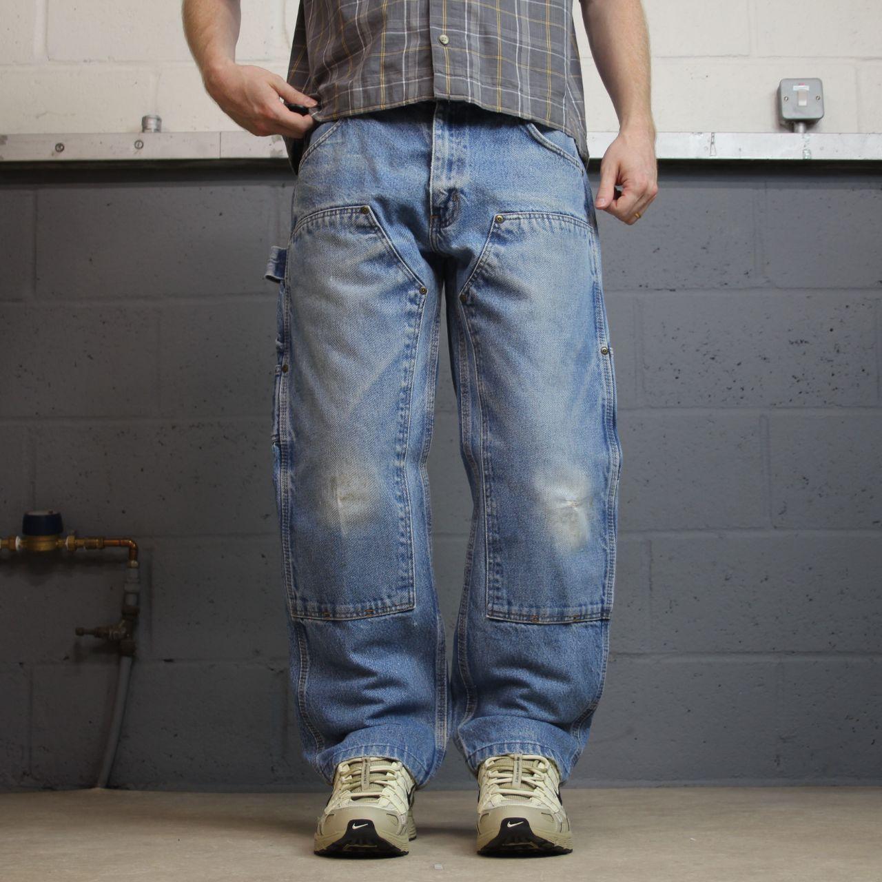 Denim double knee carpenter jeans y2k W34L29 blue Straight leg skater style work cargos