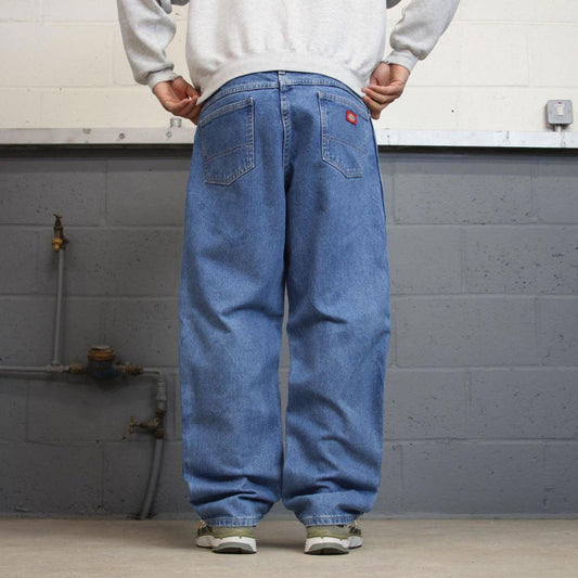 90s Dickies jeans casual workwear W38L30 loose blue 90s skate style thick denim pants streetwear