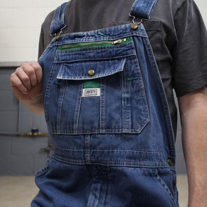 Liberty baggy denim Dungarees wide leg blue Vintage farm work bib & brace overalls utility