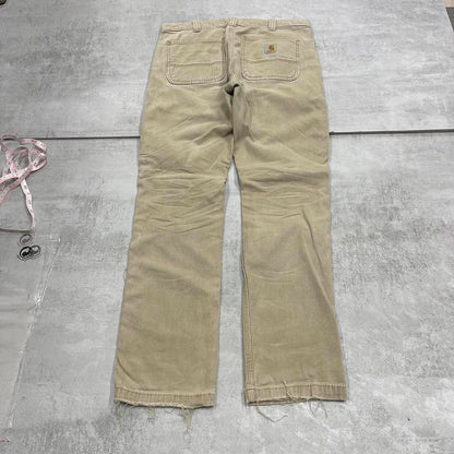 Tan Carhartt trousers W32L32 slim cargo pants patch logo
