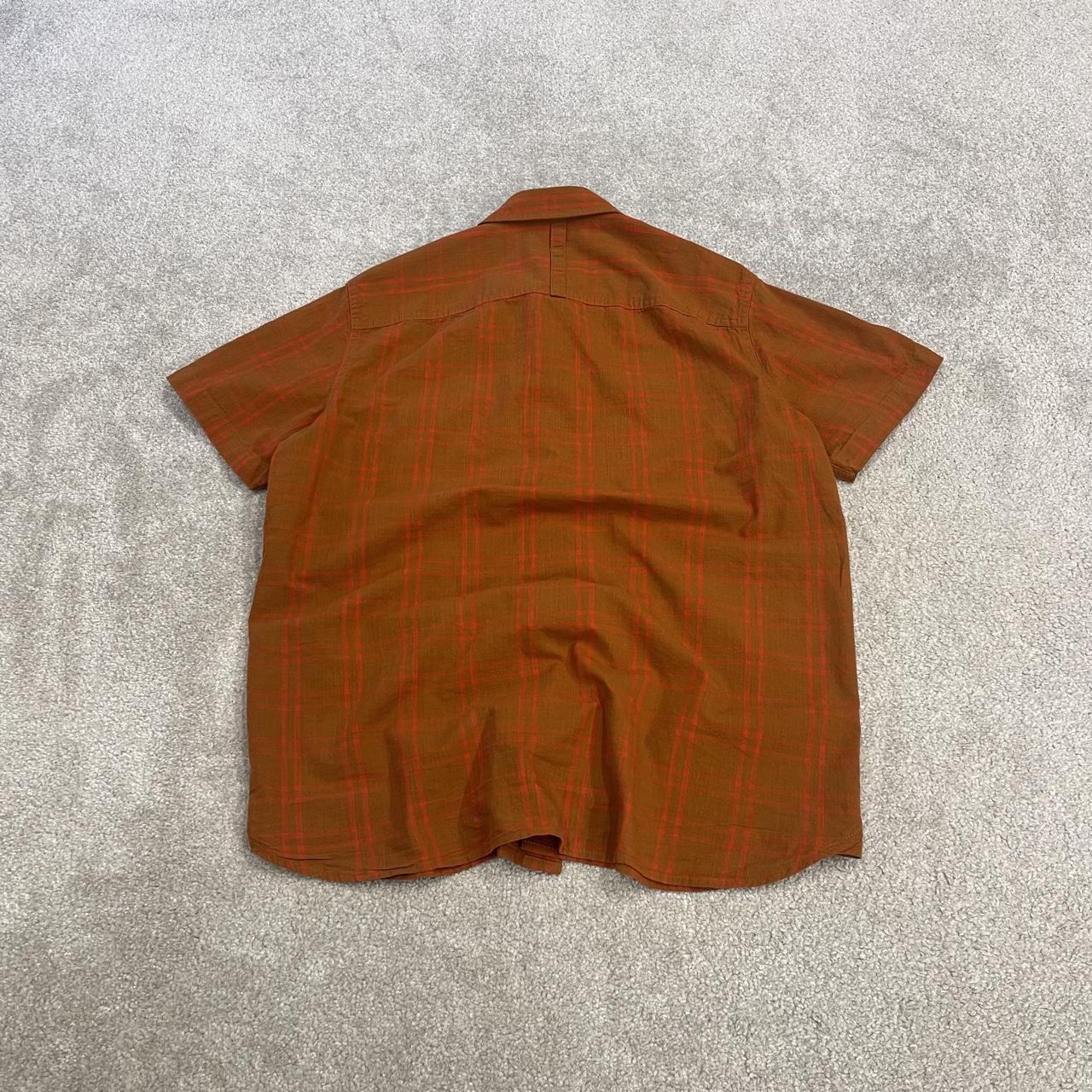 North Face checkered short sleeve shirt y2k orange TNF surf style check shirt summer festival