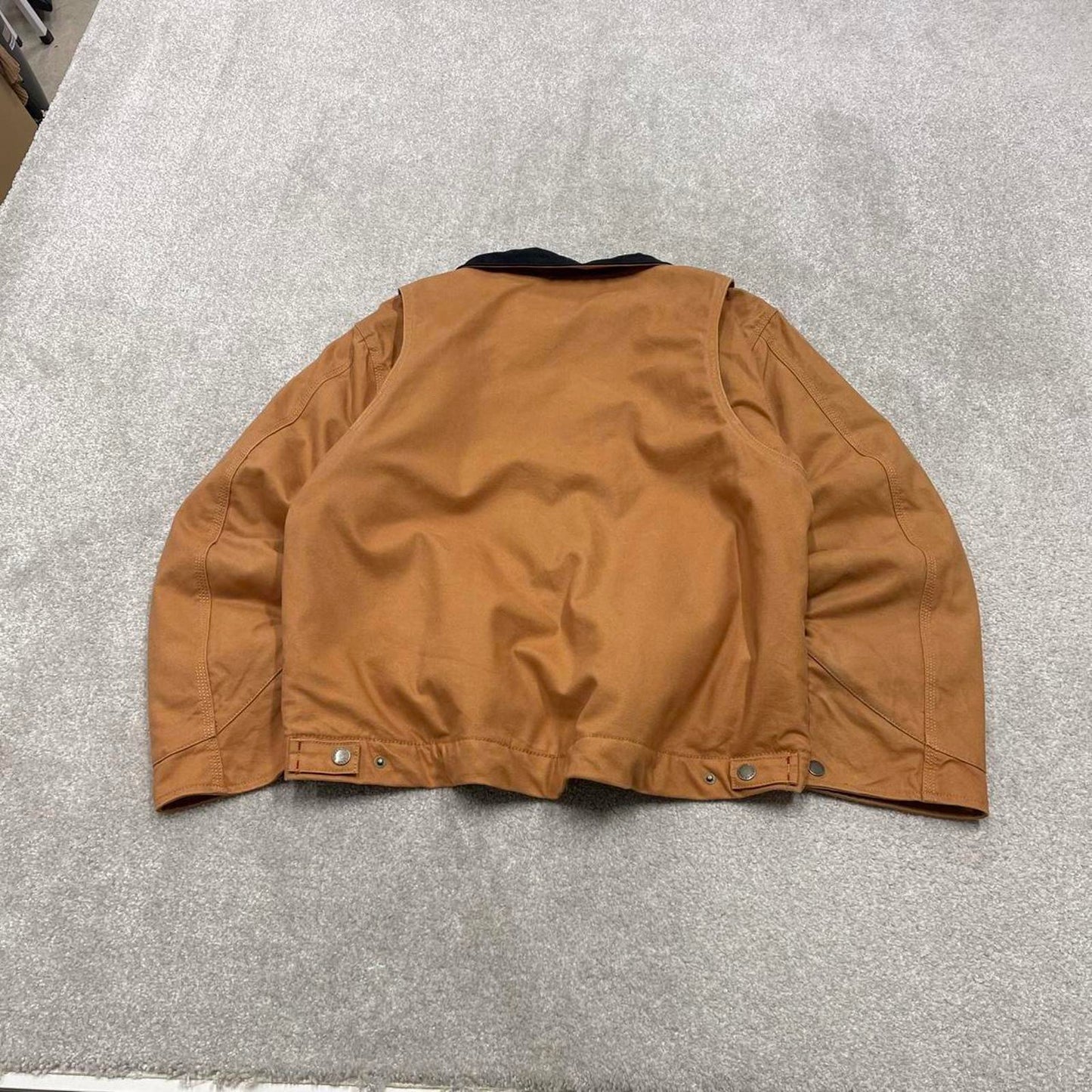 90s Vintage Detroit style workwear jacket Eddie Bauer large tan canvas 90s style bomber