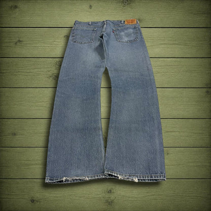 Y2K Levi’s 517 bootcut jeans blue denim Loose bootcut pants with red tab logo