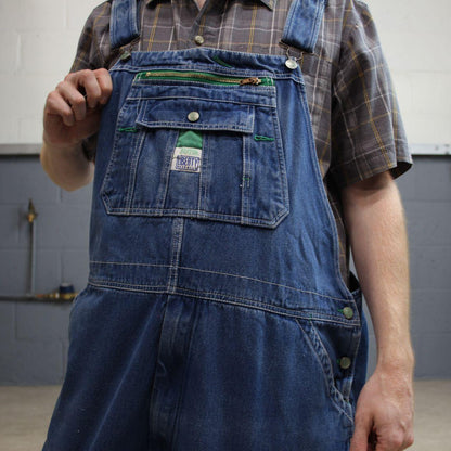 Vintage liberty dungarees 00s denim overalls blue Patch logo and adjustable straps