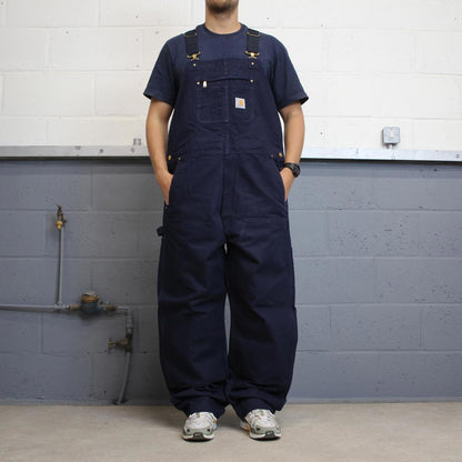 Navy Carhartt dungarees W44L34 mens canvas overalls utility worker