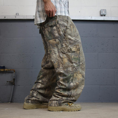 Realtree baggy camo cargo pants wide leg Y2K khaki camouflage outdoors hunting utility trousers