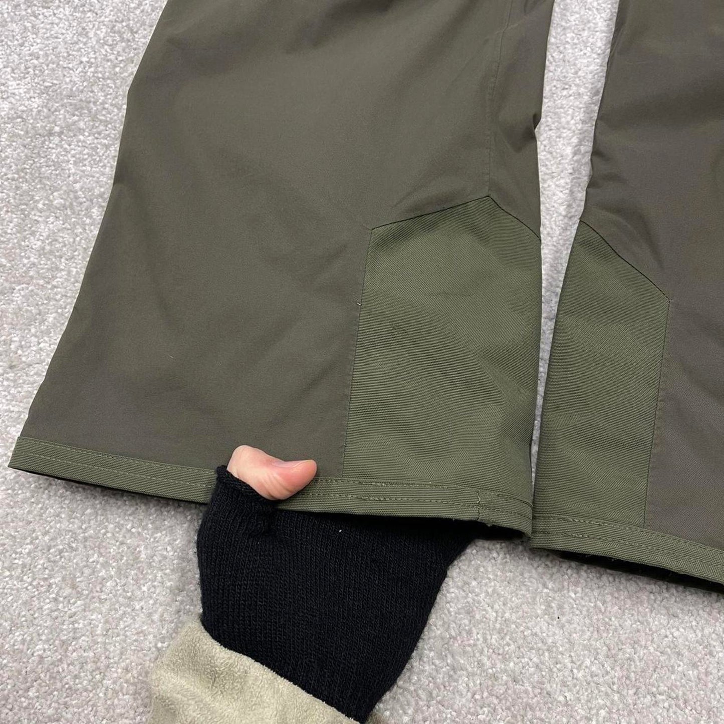 North Face ski pants salopettes L men's y2k green adjustable TNF snow trousers skiing