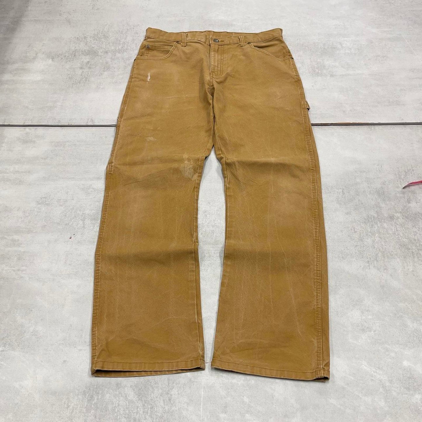 Tan Dickies carpenter jeans W32L30 loose canvas 90s skater style cargo pants