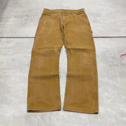 Tan Dickies carpenter jeans W32L30 loose canvas 90s skater style cargo pants