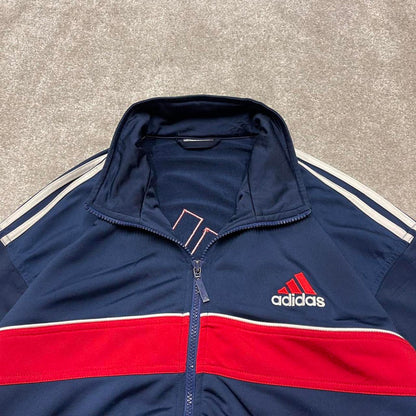 Y2k 00s Adidas track jacket y2k style XL men's blue full zip track suit top embroidered technical