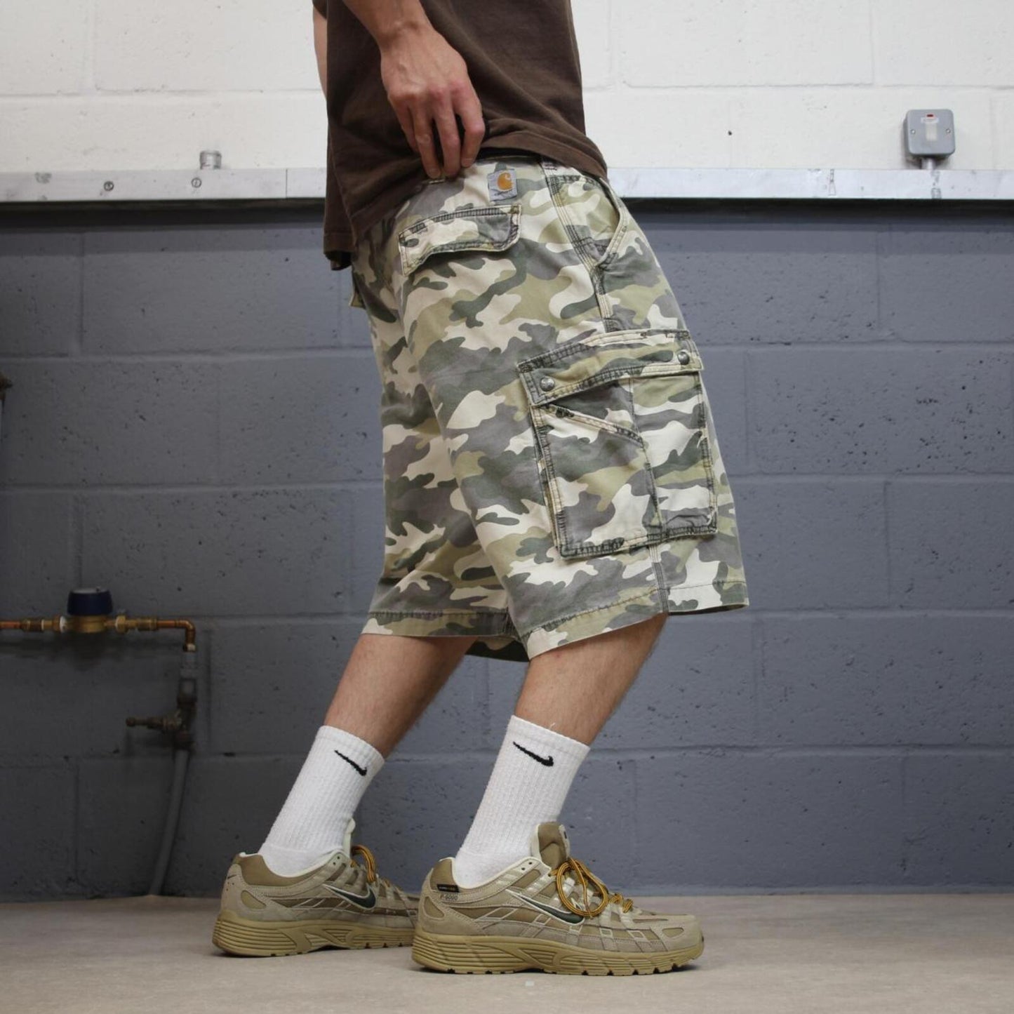 Carhartt baggy camo cargo shorts canvas green Camouflage relaxed fit skate style summer shorts