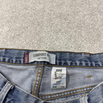 Levi’s baggy jeans 560 comfort fit y2k blue Wide leg 100% cotton skater style pants red tab logo
